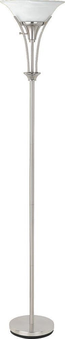Archie Floor Lamp with Frosted Ribbed Shade Brushed Steel - Town Of Bargains Furniture - NY