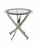 Brooke Glass Top End Table Chrome and Black - Town Of Bargains Furniture - NY