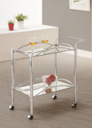 Shadix 2-tier Serving Cart with Glass Top Chrome and Clear - Town Of Bargains Furniture - NY