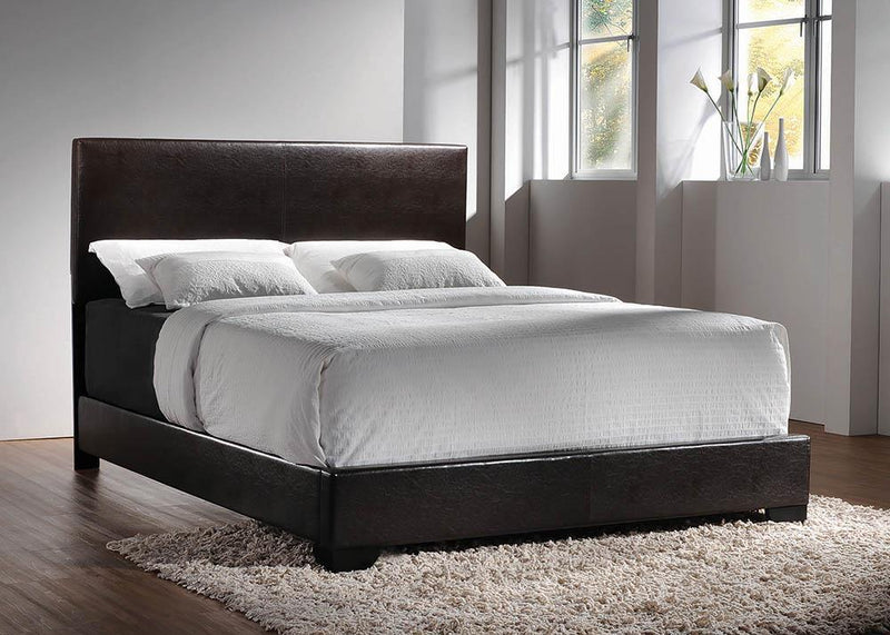 Conner Queen Upholstered Panel Bed Black and Dark Brown - Town Of Bargains Furniture - NY