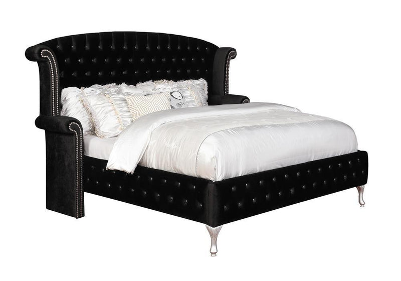 Deanna Eastern King Tufted Upholstered Bed Black - Town Of Bargains Furniture - NY