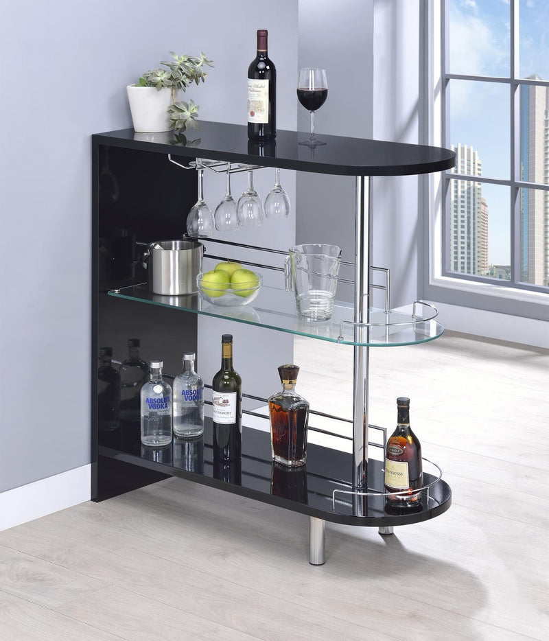 Adolfo 3-tier Bar Table Glossy Black and Clear - Town Of Bargains Furniture - NY