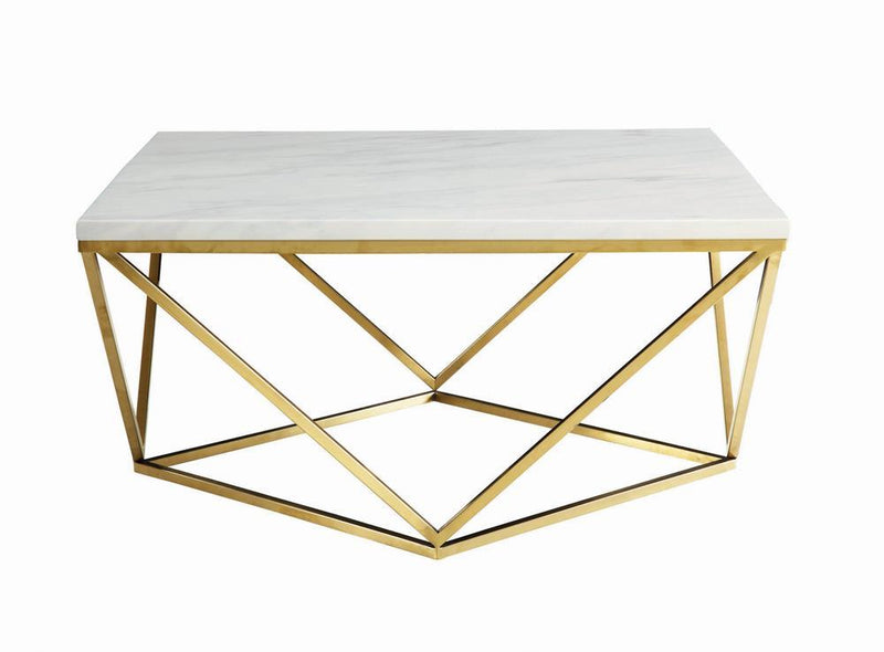 Elana Rectangle 2-shelf Coffee Table Glossy White - Town Of Bargains Furniture - NY