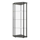 Zenobia Glass Shelf Curio Cabinet Clear and Black - Town Of Bargains Furniture - NY