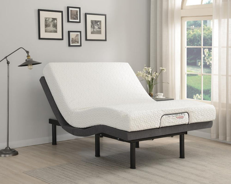 Negan Eastern King Adjustable Bed Base Grey and Black - Town Of Bargains Furniture - NY