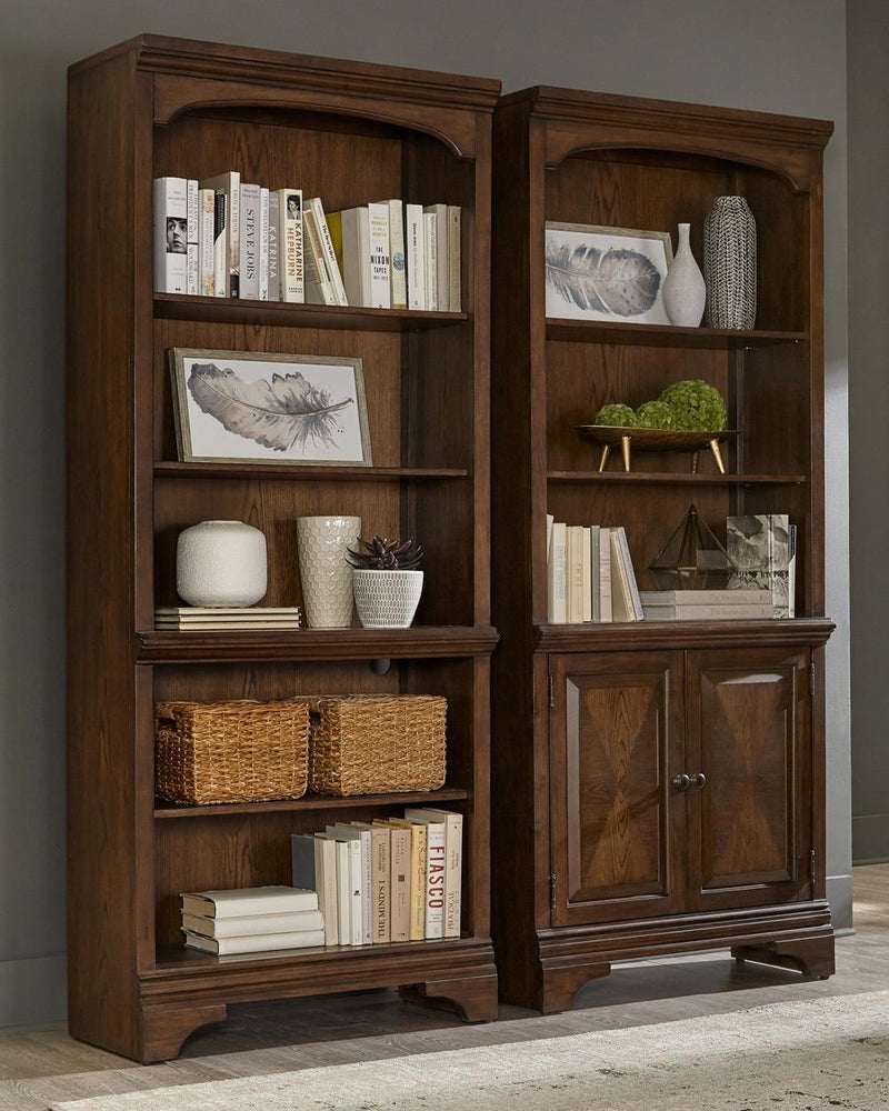 Hartshill Bookcase with Cabinet Burnished Oak - Town Of Bargains Furniture - NY