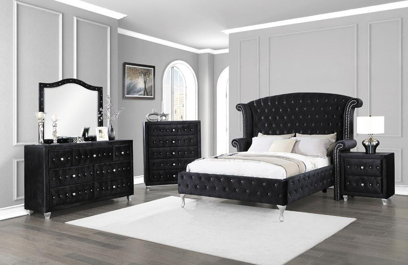 Deanna Eastern King Tufted Upholstered Bed Black - Town Of Bargains Furniture - NY