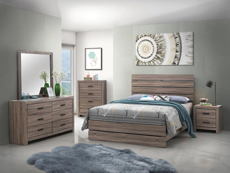 Brantford Eastern King & Queen Panel Bed Barrel Oak - Town Of Bargains Furniture - NY