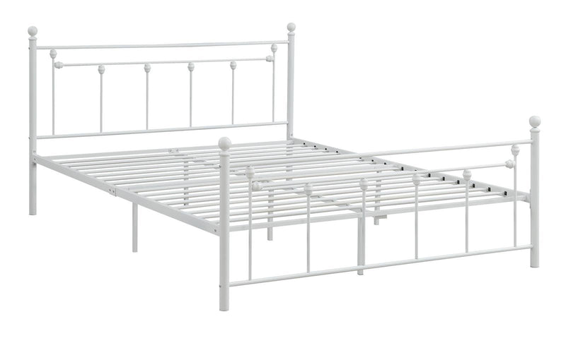 Canon Queen Metal Slatted Headboard Platform Bed - White