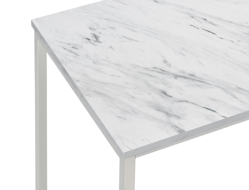 Leona Coffee Table with Casters White and Satin Nickel - Town Of Bargains Furniture - NY