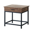 Byers Square 1-drawer End Table Brown Oak and Sandy Black - Town Of Bargains Furniture - NY