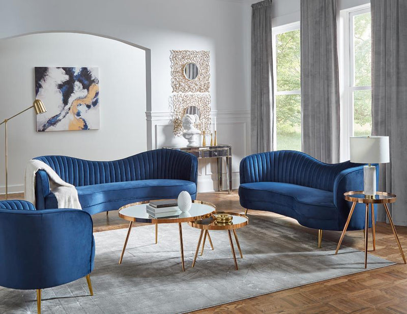 Sophia Upholstered Vertical Channel Tufted Chair Blue - Town Of Bargains Furniture - NY