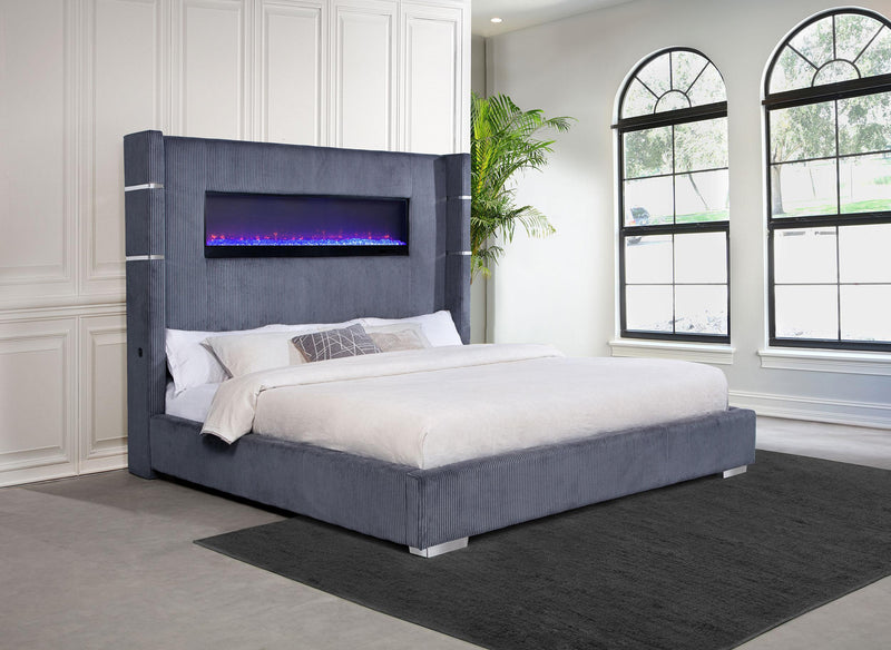 Tisdall California King, E.King & Queen Bed Grey, Black & Queen - Town Of Bargains Furniture - NY