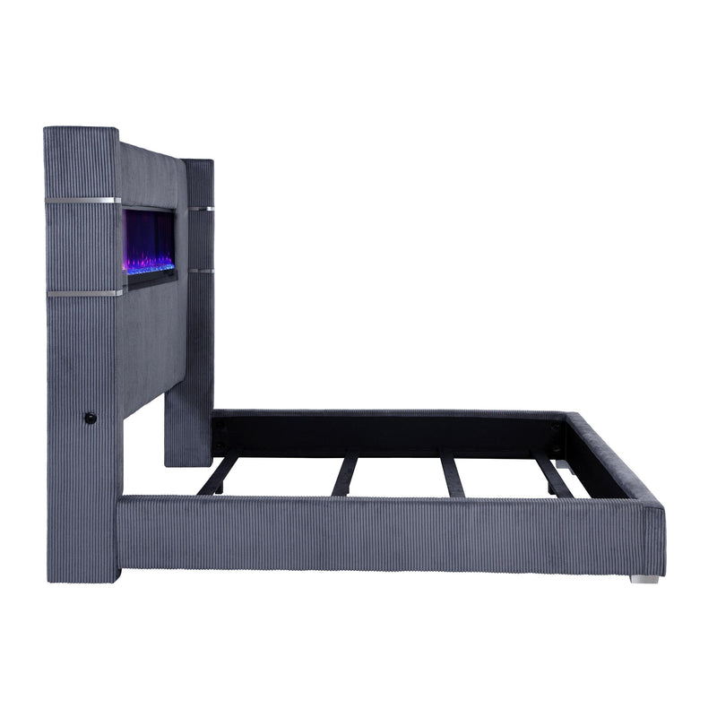 Tisdall California King, E.King & Queen Bed Grey, Black & Queen - Town Of Bargains Furniture - NY