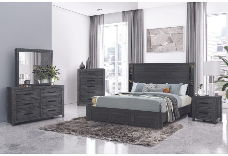 Cypress Dark Grey Bed-Dresser-Mirror And Nightstand - Town Of Bargains Furniture - NY