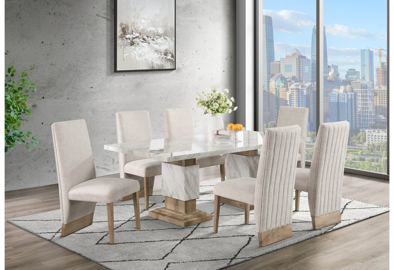 D12 Dining Table Natural with D12Dc Beige - Town Of Bargains Furniture - NY