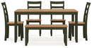 Gesthaven Dining Table with 4 Chairs and Bench (Set of 6)