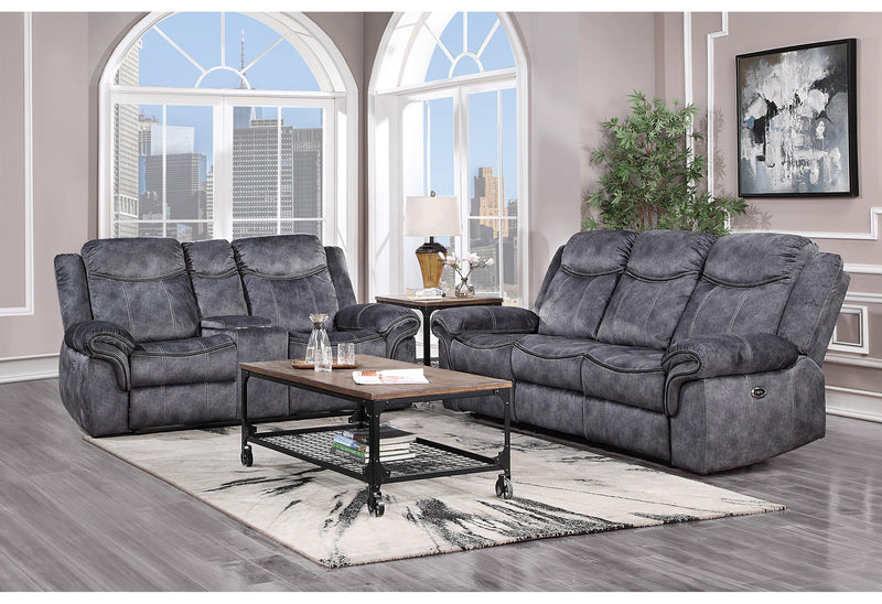 U2200 DOMINO GRANITE POWER RECLINING SOFA/POWER CONSOLE RECLINING LOVESEAT WITH POWER SWITCH/POWER RECLINER - Town Of Bargains Furniture - NY