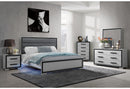 AMELIA GREY/BLACK KING BED GROUP WITH LED, COOLER AND SPEAKER - Town Of Bargains Furniture - NY