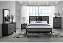 LISBON GREY/BLACK BOOKCASE QUEEN BED GROUP