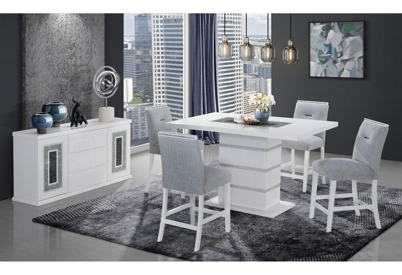 MONACO WHITE RECTANGULAR BAR TABLE + MONACO BS - Town Of Bargains Furniture - NY