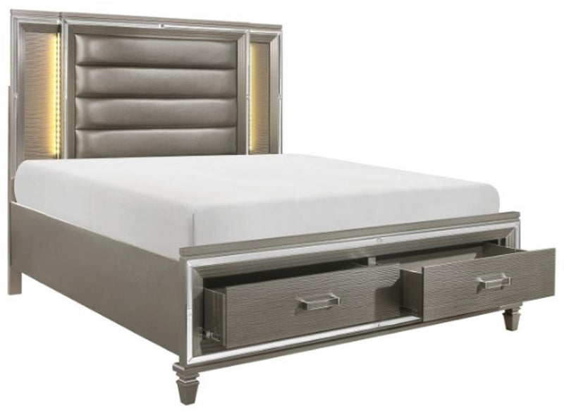 Homelegance Tamsin King Upholstered Storage Bed in Silver Grey Metallic 1616K-1EK*