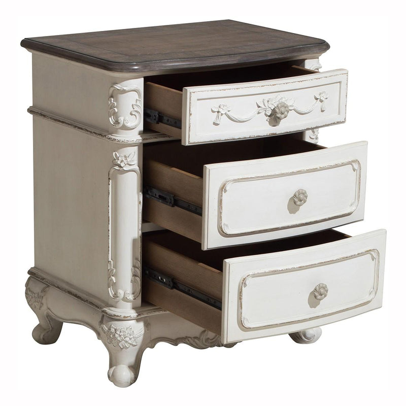 Homelegance Cinderella Night Stand in Antique White with Grey Rub-Through 1386NW-4