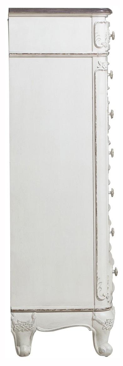 Homelegance Cinderella 7 Drawer Tall Chest Antique White with Grey Rub-Through 1386NW-12
