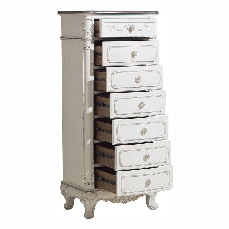 Homelegance Cinderella 7 Drawer Tall Chest Antique White with Grey Rub-Through 1386NW-12