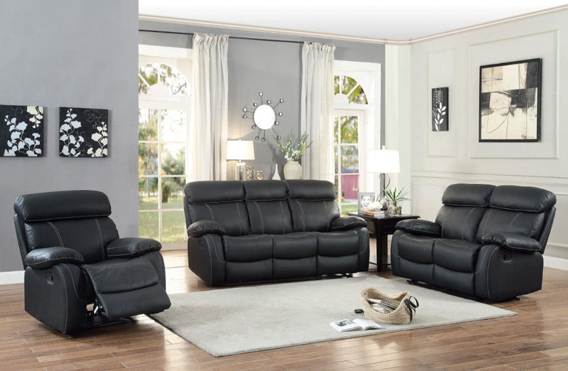 Pendu Double Reclining Sofa in Black 8326BLK-3 - Town Of Bargains Furniture - NY