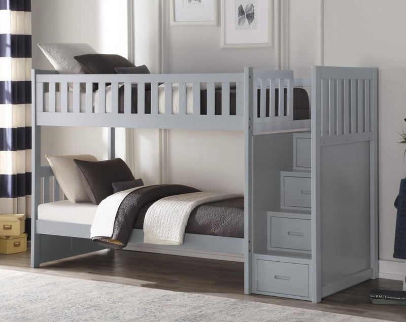 Homelegance Orion Bunk Bed w/ Reversible Step Storage in Gray B2063SB-1*