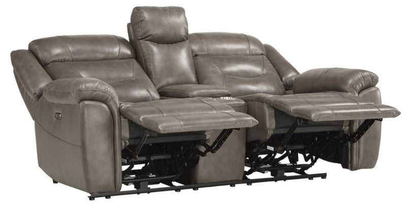 Homelegance Furniture Danio Power Double Reclining Loveseat with Power Headrests in Brownish Gray 9528BRG-2PWH