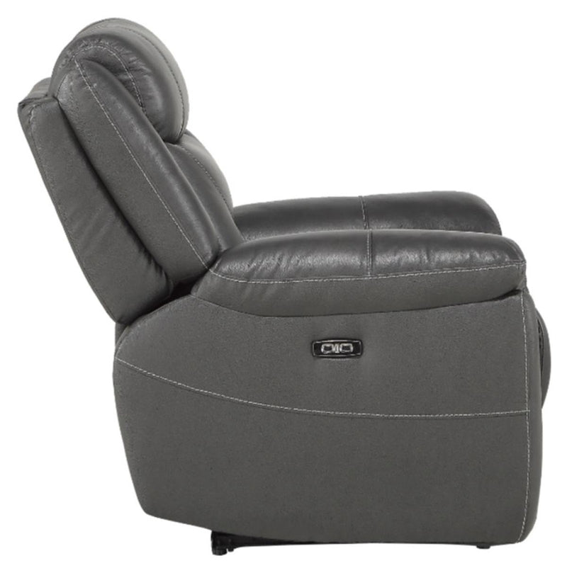 Homelegance Furniture Danio Power Double Reclining Chair with Power Headrests in Dark Gray 9528DGY-1PWH