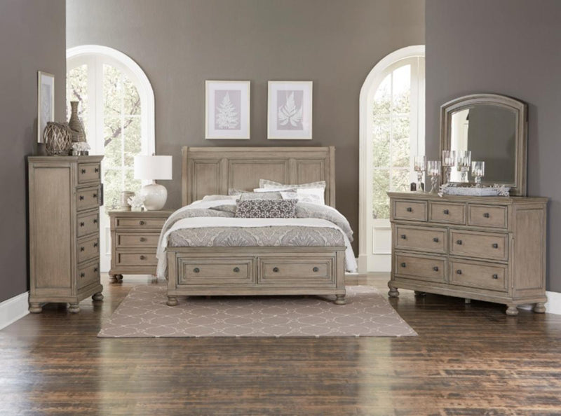 Homelegance Bethel Queen Sleigh Platform Bed with Footboard Storage in Gray 2259GY-1*