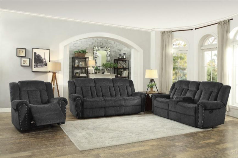 Homelegance Furniture Nutmeg Double Reclining Loveseat in Charcoal Gray 9901CC-2