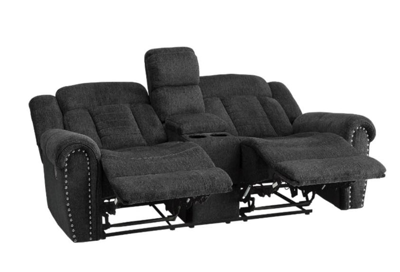 Homelegance Furniture Nutmeg Double Reclining Loveseat in Charcoal Gray 9901CC-2