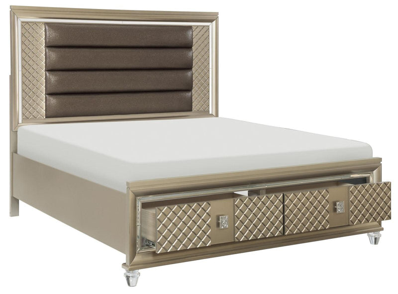 Homelegance Furniture Loudon King Platform with Storage Bed in Champagne Metallic 1515K-1EK*