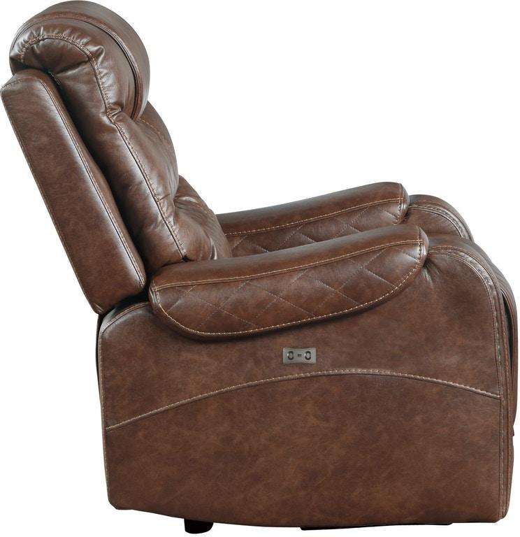 Homelegance Furniture Putnam Power Reclining Chair in Brown 9405BR-1PW