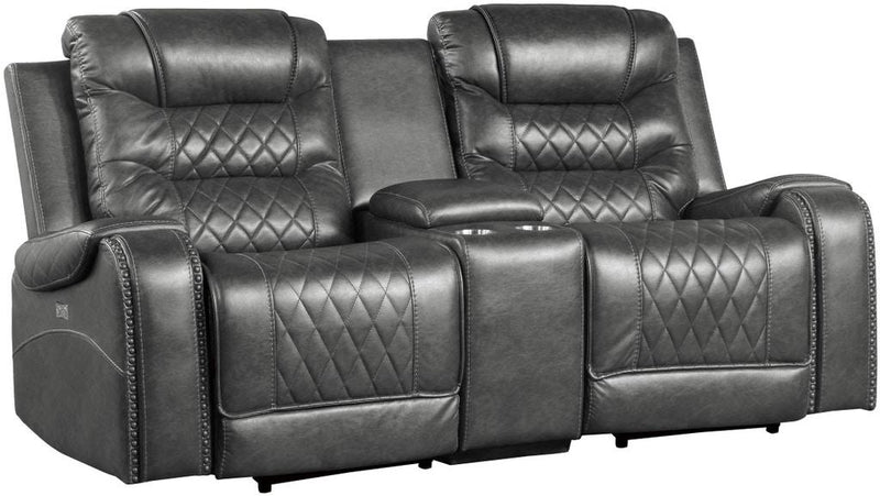 Homelegance Furniture Putnam Double Glider Reclining Loveseat in Gray 9405GY-2