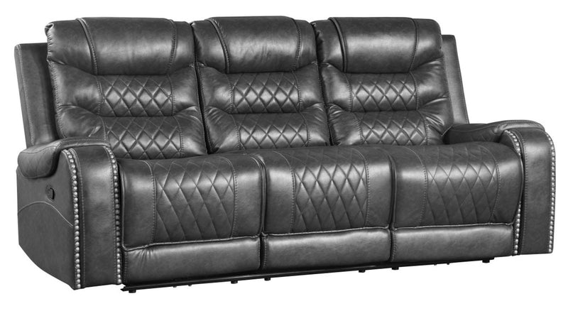 Homelegance Furniture Putnam Double Reclining Sofa with Drop-Down in Gray 9405GY-3