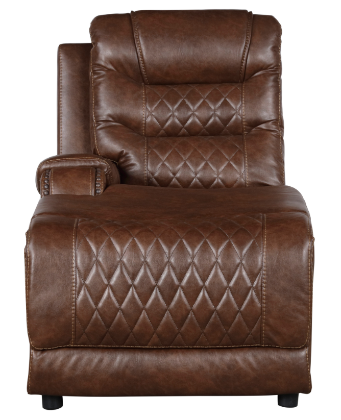 Homelegance Furniture Putnam Power Left Side Reclining Chaise with USB Port in Brown 9405BR-LCPW
