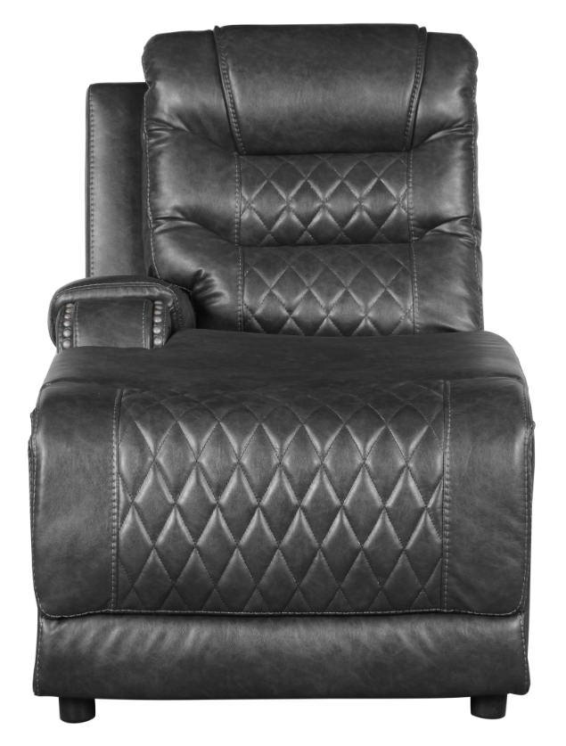 Homelegance Furniture Putnam Power Left Side Reclining Chaise with USB Port in Gray 9405GY-LCPW