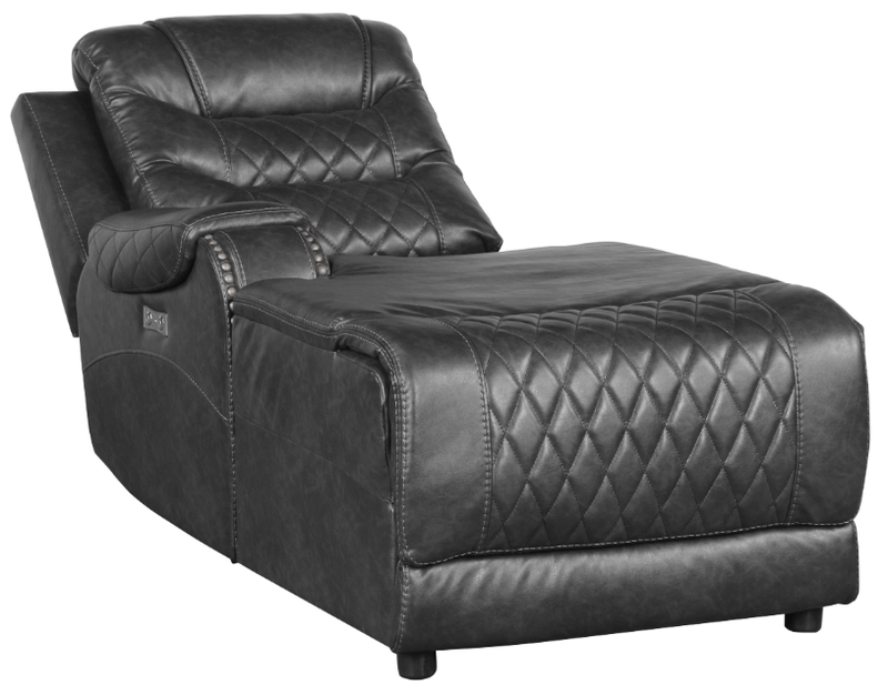 Homelegance Furniture Putnam Power Left Side Reclining Chaise with USB Port in Gray 9405GY-LCPW
