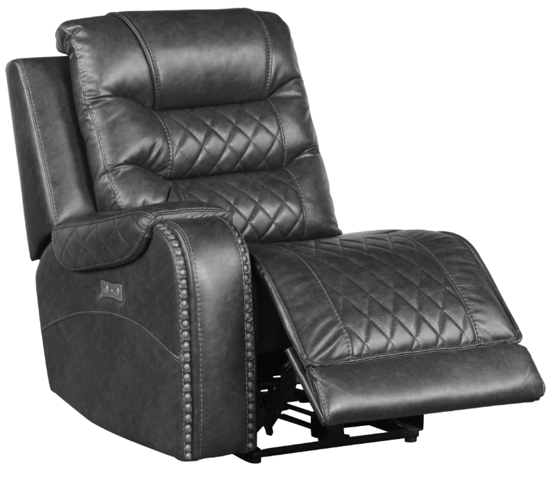 Homelegance Furniture Putnam Power Left Side Reclining Chair with USB Port in Gray 9405GY-LRPW