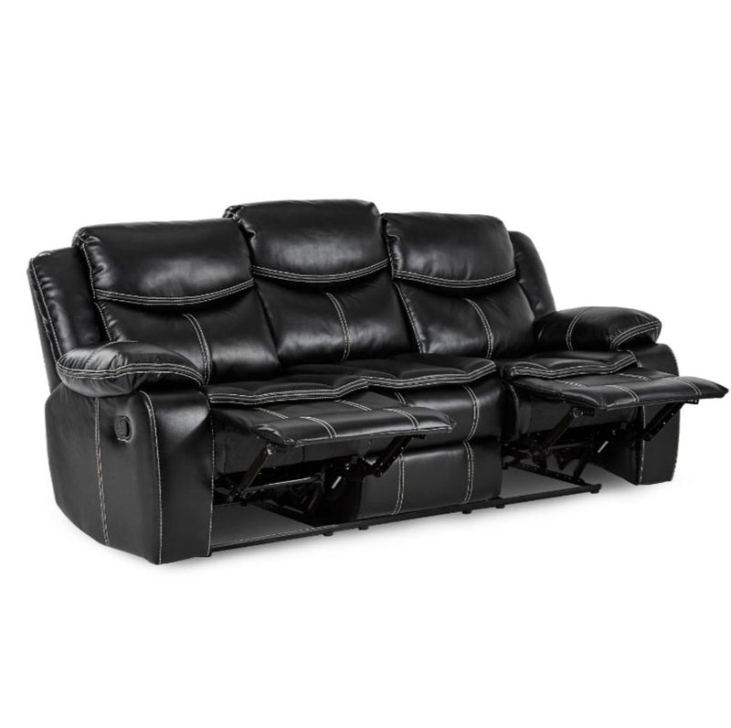 Homelegance Furniture Bastrop Double Reclining Sofa in Black 8230BLK-3