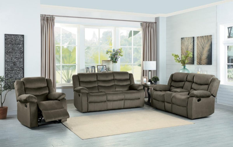 Discus Double Reclining Sofa in Brown 9526BR-3 - Town Of Bargains Furniture - NY