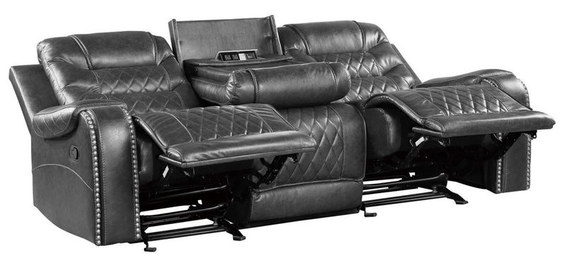 Putnam Power Double Reclining Sofa with Drop-Down in Gray 9405GY-3PW - Town Of Bargains Furniture - NY