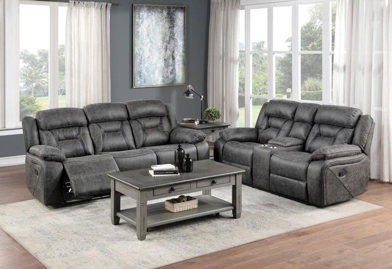 Madrona Hill Double Reclining Sofa in Gray 9989GY-3 - Town Of Bargains Furniture - NY