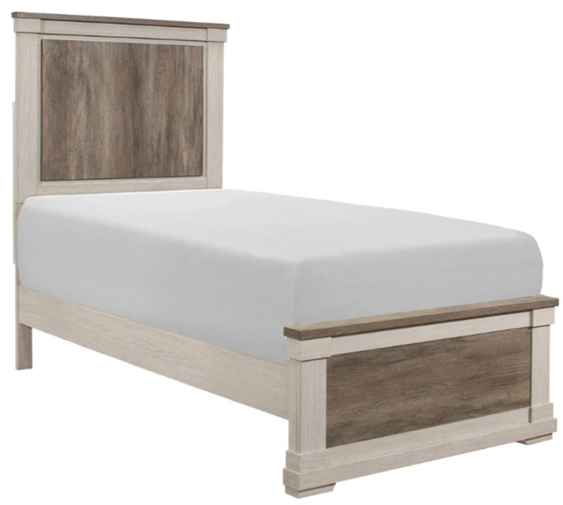 Arcadia Twin Panel Bed in White & Weathered Gray 1677T-1* - Town Of Bargains Furniture - NY