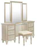 Celandine Vanity Stool in Pearl/Silver 1928-14 - Town Of Bargains Furniture - NY